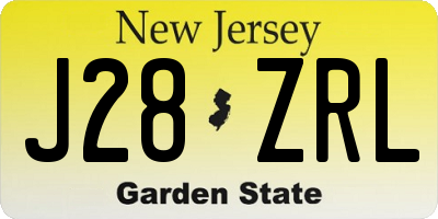 NJ license plate J28ZRL