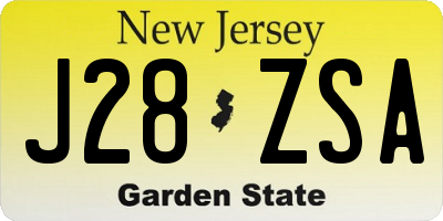 NJ license plate J28ZSA