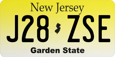 NJ license plate J28ZSE