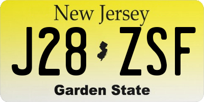 NJ license plate J28ZSF