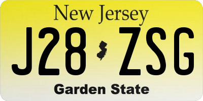 NJ license plate J28ZSG