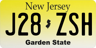 NJ license plate J28ZSH