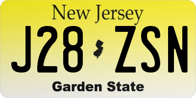 NJ license plate J28ZSN