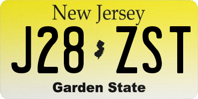 NJ license plate J28ZST