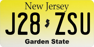 NJ license plate J28ZSU