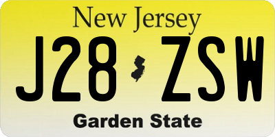 NJ license plate J28ZSW