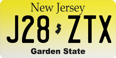 NJ license plate J28ZTX