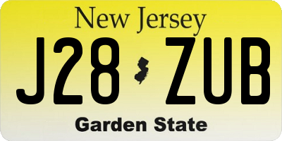 NJ license plate J28ZUB