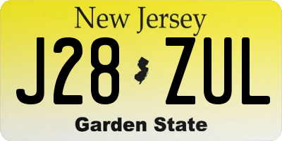 NJ license plate J28ZUL