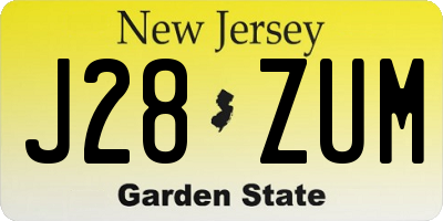 NJ license plate J28ZUM