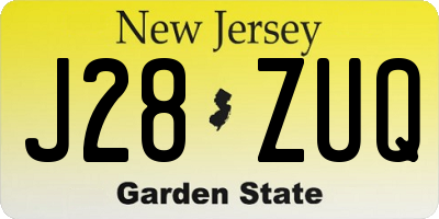 NJ license plate J28ZUQ
