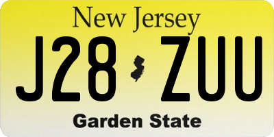 NJ license plate J28ZUU
