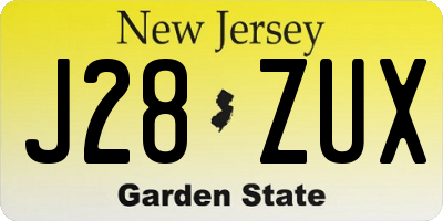 NJ license plate J28ZUX