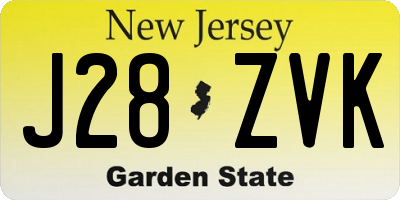 NJ license plate J28ZVK