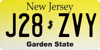 NJ license plate J28ZVY