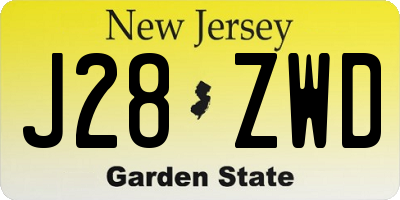 NJ license plate J28ZWD