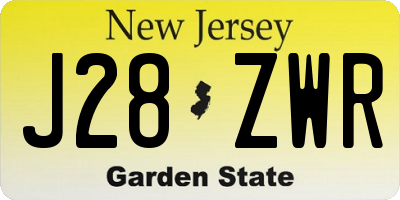 NJ license plate J28ZWR