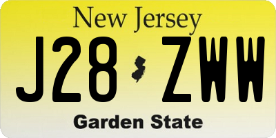 NJ license plate J28ZWW