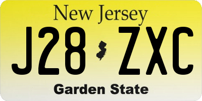 NJ license plate J28ZXC