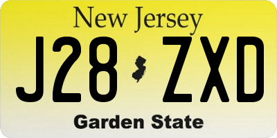 NJ license plate J28ZXD