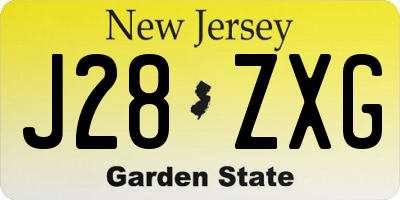 NJ license plate J28ZXG