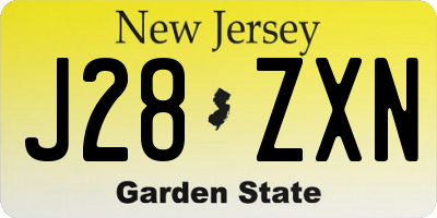 NJ license plate J28ZXN