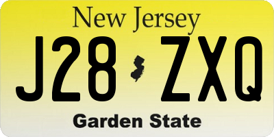 NJ license plate J28ZXQ