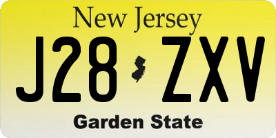 NJ license plate J28ZXV