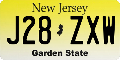 NJ license plate J28ZXW