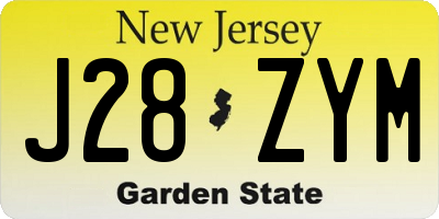 NJ license plate J28ZYM