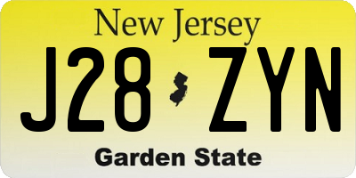 NJ license plate J28ZYN