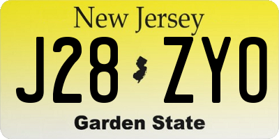 NJ license plate J28ZYO