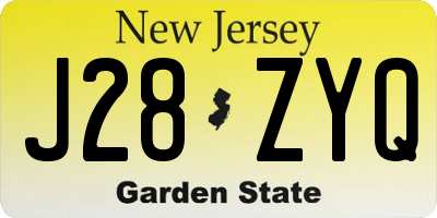 NJ license plate J28ZYQ