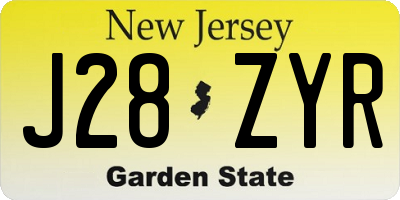 NJ license plate J28ZYR