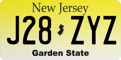 NJ license plate J28ZYZ