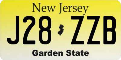 NJ license plate J28ZZB