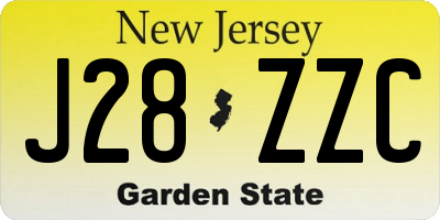 NJ license plate J28ZZC