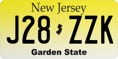 NJ license plate J28ZZK
