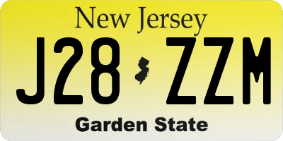 NJ license plate J28ZZM