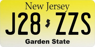 NJ license plate J28ZZS