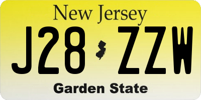 NJ license plate J28ZZW