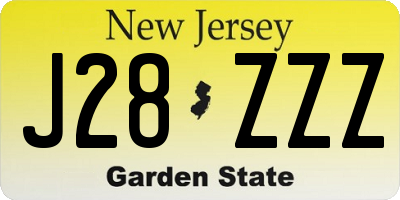 NJ license plate J28ZZZ