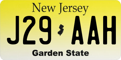 NJ license plate J29AAH