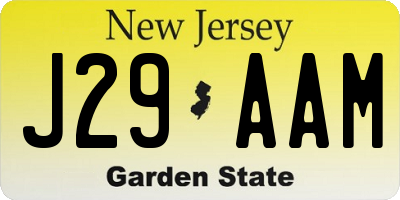 NJ license plate J29AAM