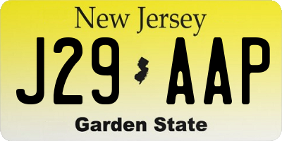 NJ license plate J29AAP