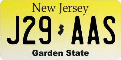 NJ license plate J29AAS