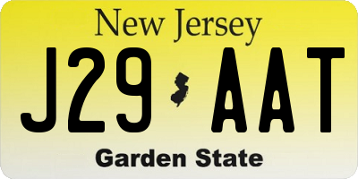 NJ license plate J29AAT