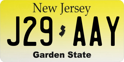 NJ license plate J29AAY