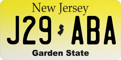NJ license plate J29ABA