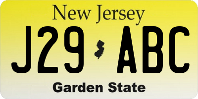 NJ license plate J29ABC